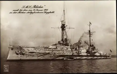 Ak Deutsches Kriegsschiff, SMS Blücher, Panzerkreuzer, MLC 3295