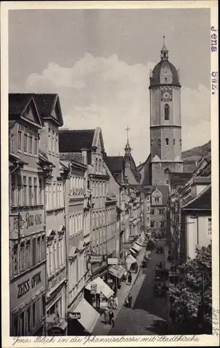 Ak Jena in Thüringen, Johannisstraße mit Stadtkirche, Zeiss Optik