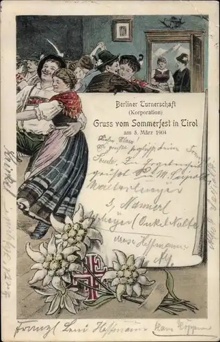 Ak Korporation Berliner Turnerschaft, Gruß vom Sommerfest in Tirol 1904