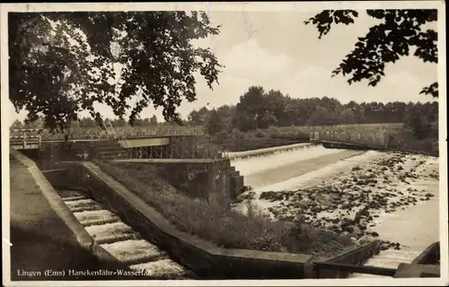 Ak Lingen im Emsland, Hanekenfähr Wasserfall