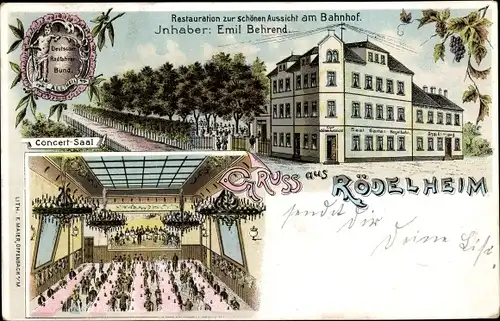 Litho Rödelheim Frankfurt am Main, Restauration zur schönen Aussicht, Konzertsaal