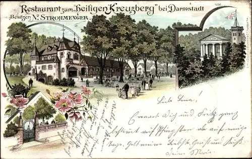 Litho Darmstadt in Hessen, Restaurant zum heiligen Kreuzberg