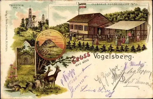 Litho Hoherodskopf Breungeshain Schotten, Clubhaus, Vogelsberg, Taufstein, Bilstein