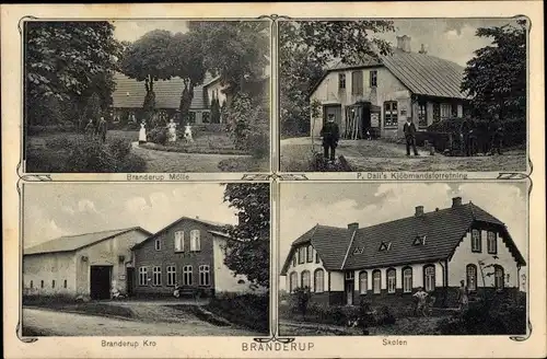 Ak Branderup Dänemark, Skolen, Kro, Molle, Ortsansichten