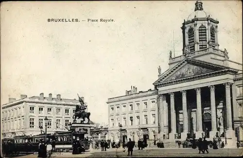 Ak Bruxelles Brüssel, Place Royale, Denkmal