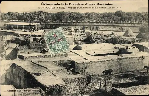 Ak Oudjda Oujda Marokko, Vue des Fortifications et du Marché aux Bestiaux