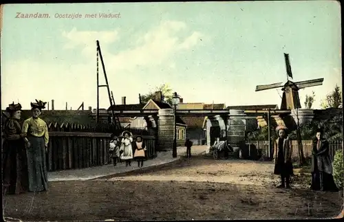 Ak Zaandam Zaanstad Nordholland, Oostzijde met Viaduct