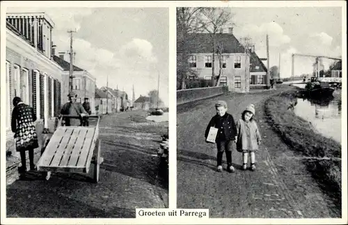 Ak Parrega Súdwest Fryslân Friesland Niederlande, Straßenpartie, Kinder