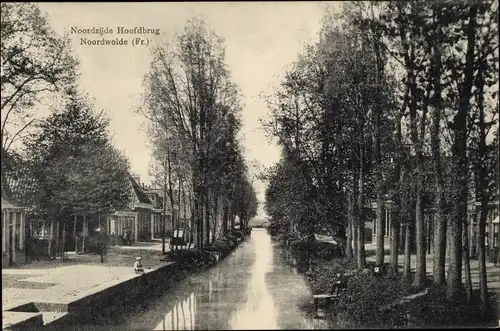 Ak Noordwolde Friesland Niederlande, Noordzijde Hoofdbrug