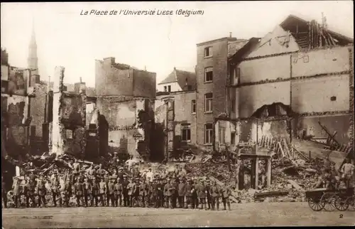 Ak Liège Lüttich Wallonien, La Place de l'Université, ruines