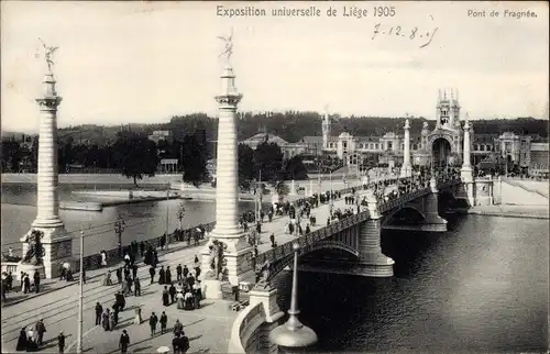 Ak Liège Lüttich Wallonien, Exposition universelle de 1905, Pont de Fragnee