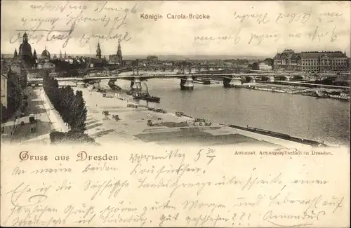 Ak Dresden Altstadt, Königin Carola Brücke