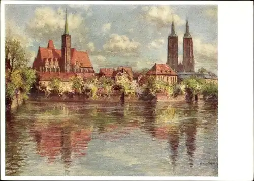 Künstler Ak Huth, F., Breslau Wrocław in Schlesien, Dom, Kreuzkirche