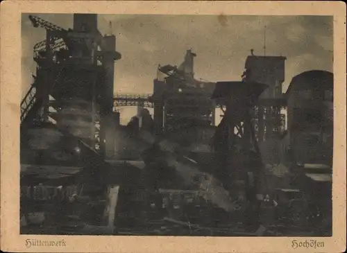 Ak Oberschlesien, Hüttenwerk, Hochöfen