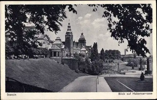 Ak Szczecin Stettin Pommern, Blick auf die Hakenterrasse, Straße