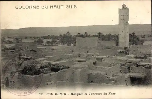 Ak Bou-Denib Algerien, Colonne du Haut Guir, Mosquee et Terrasse du Ksar