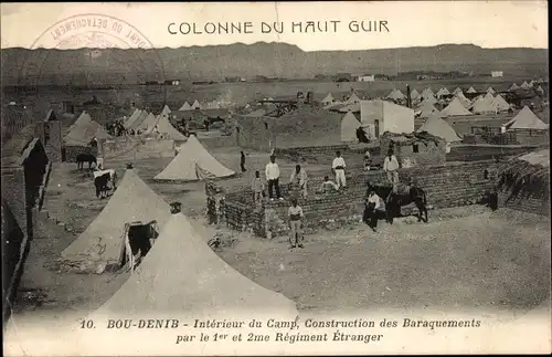 Ak Bou-Denib Algerien, Colonne du Haut Guir, Interieur du Camp, Construction des Baraquements