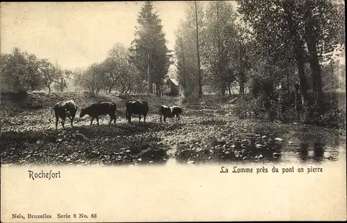 Ak Rochefort Wallonien Namur, La Lomme pres du pont en pierre