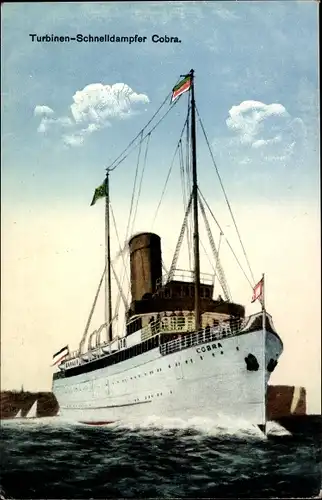 Ak Dampfschiff Cobra, HAPAG Seebäderdienst, Turbinen Schnelldampfer