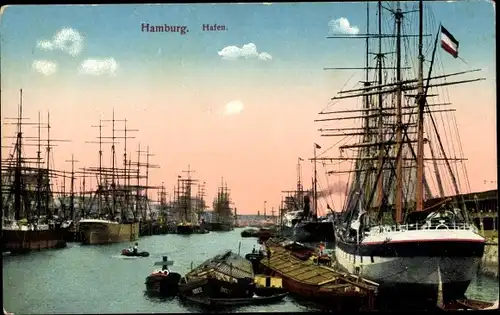 Ak Hamburg, Hafen, Segelschiff