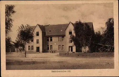 Ak Altengrabow Möckern in Sachsen Anhalt, Truppenübungsplatz, Steinbaracke 22, Außenansicht