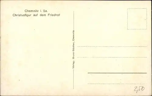 Ak Chemnitz Sachsen, Christusfigur auf dem Friedhof