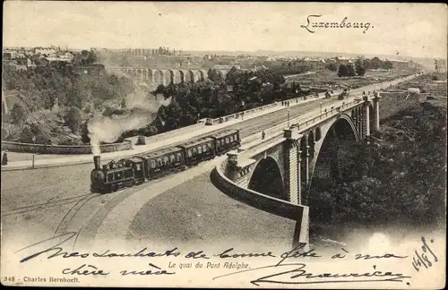 Ak Luxemburg Luxembourg, Le quai du Pont Adolphe, Eisenbahn