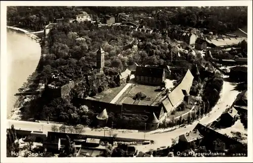 Ak Giebichenstein Halle an der Saale, Burg, Fliegeraufnahme