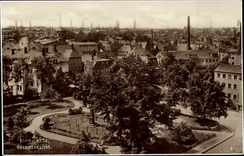 Ak Limbach Oberfrohna Sachsen, Gesamtansicht, Park, Schornsteine