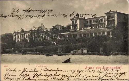 Ak Ostseebad Heringsdorf auf Usedom, Kurhäuser, Strand