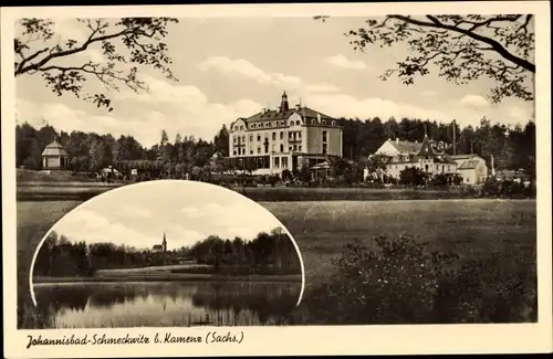 Ak Schmeckwitz Räckelwitz Sachsen, Blick auf das Johannisbad, Panorama