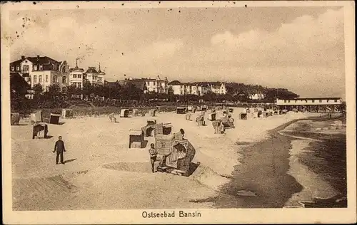 Ak Seebad Bansin, Blick auf den Strand