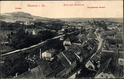 Ak Kamenz in Sachsen, Blick vom Kirchturm, Hutberg, Königsbrücker Strasse, Panorama