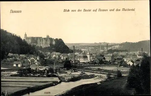 Ak Nossen, Blick von der Bastei auf Nossen und das Muldental, Panorama