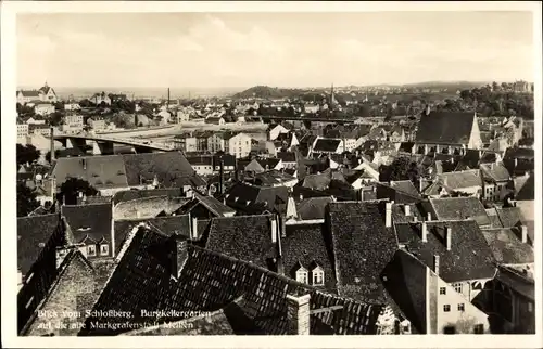 Ak Meißen an der Elbe, Blick vom Schlossberg, Burgkellergarten