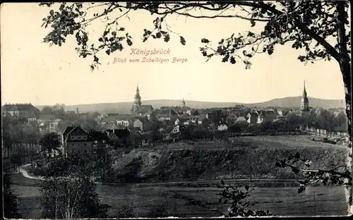 Ak Königsbrück in der Oberlausitz, Blick vom Scheibigen Berge, Panorama mit Kirchtürmen