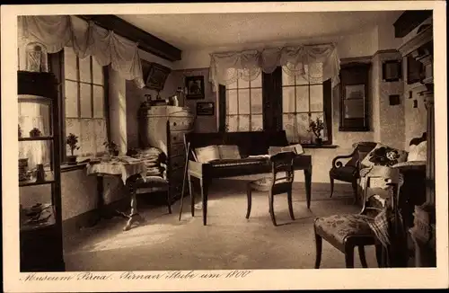 Ak Pirna an der Elbe, Museum, Pirnaer Stube um 1800