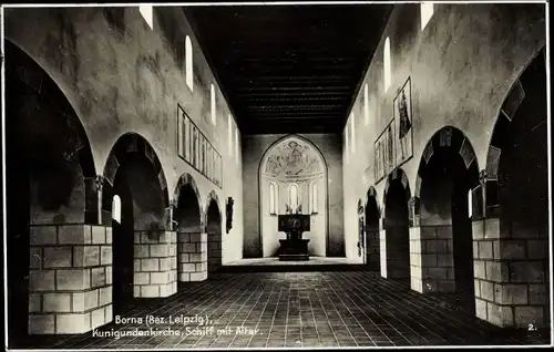 Ak Borna in Sachsen, Kunigundenkirche, Schiff mit Altar