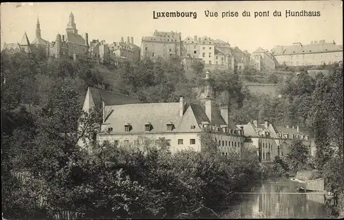 Ak Luxemburg Luxembourg, Vue prise du pont du Hundhaus