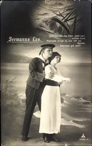 Ak Seemanns Los, Matrose umarmt Geliebte, PH Berlin 10252 5