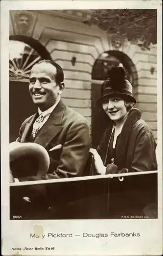 Ak Schauspieler Douglas Fairbanks und Mary Pickford, Portrait