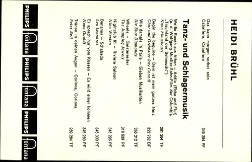 Ak Sängerin Heidi Brühl, Portrait, Philips