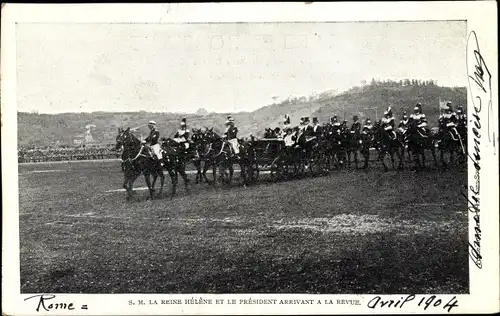 Ak Elena von Montenegro und Emile Loubet bei einer Parade, Rom 1904