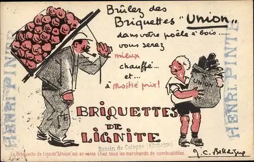 Künstler Ak Briquettes de Lignite, Brûlez des Briquettes Union, Kohlebriketts