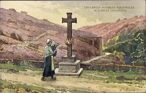 Künstler Ak Mouren, Les Cartes Postales Aquarelles de la Belle Jardiniere, Paris, Reklame