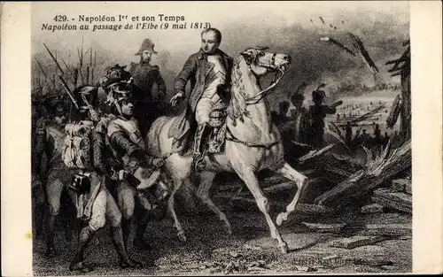 Künstler Ak Napoleon Ier et son Temps, Napoleon au passage de l'Elbe 1813