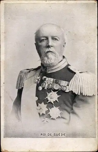 Ak Oskar II, König von Schweden, Portrait, Orden, Uniform