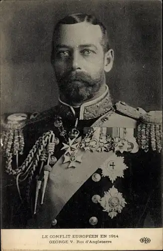 Ak König Georg V von Großbritannien, Portrait in Uniform, Orden