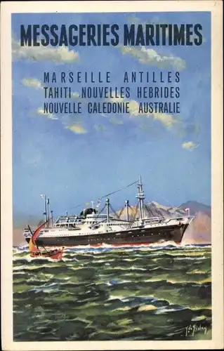 Künstler Ak Messageries Maritimes, Dampfer, Reklame