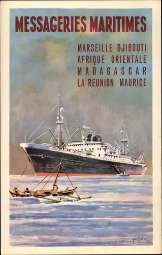 Künstler Ak Dampfer, Dampfschiff, Messageries Maritimes, MM, Reklame